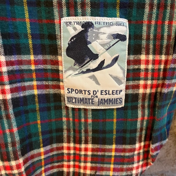 Vintage Esleep Dorm green, red & white plaid flannel nightgown sleep shirt Sz OS - Picture 6 of 6